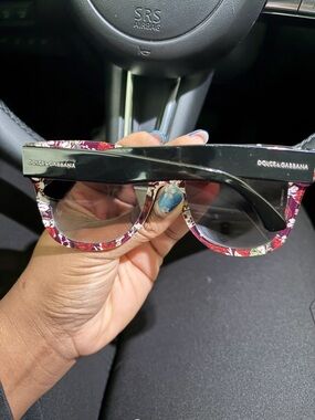 Dolce & Gabbana Black Frame Sunglasses with vintage Floral Trim